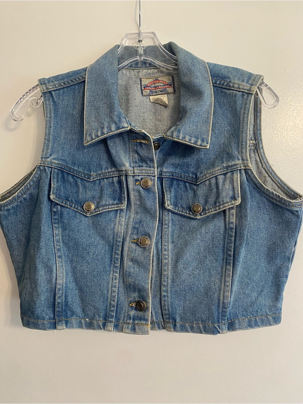 Beverly Hills Denim Company Vintage Sleeveless Cropped Denim Vest- Size L
